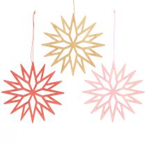 Artículo Decoración de copos de nieve adornos para árboles de madera naranja 15cm 8 piezas