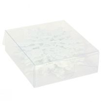 Artículo Decoración de copos de nieve cristales de hielo con purpurina blanca 10cm 12 piezas