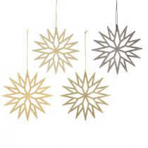 Artículo Copos de nieve Decoraciones decorativas de madera para árboles de Navidad Marrón 15 cm 8 piezas