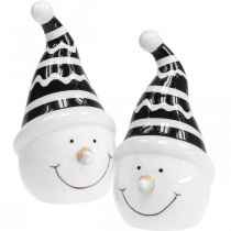 Artículo Muñeco de nieve figura deco cerámica negro blanco 12.5cm 3pcs