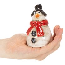 Artículo Figura de muñeco de nieve con bufanda roja, decoración navideña, 10 cm.