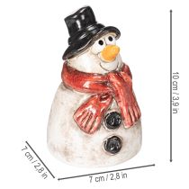 Artículo Figura de muñeco de nieve con bufanda roja, decoración navideña, 10 cm.