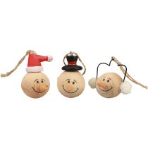 Artículo Muñeco de Nieve Decoración de Madera Percha Navidad Natural 5cm 12uds