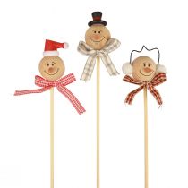 Artículo Tapón decorativo muñeco de nieve tapón floral madera natural 5cm 9ud