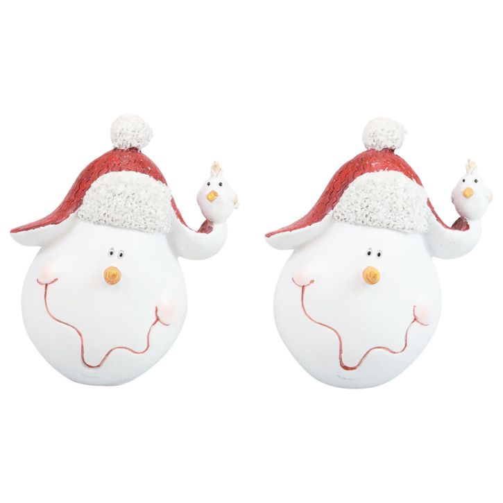 Artículo Decoración de mesa decoración navideña muñeco de nieve con sombrero H13cm 2 piezas