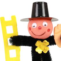 Artículo Decoración de estaca de flores de deshollinador, amuleto de la suerte de Nochevieja, 17 cm, 24 piezas