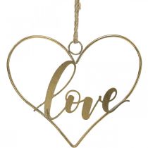 Artículo Lettering Love corazón deco metal dorado para colgar 27cm