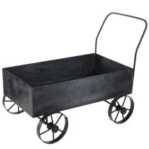 Artículo Jardinera decorativa de metal con forma de carretilla antracita L 37 cm