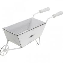 Mini carretilla, decoración de mesa, decoración de verano shabby chic marrón, blanco H7.5cm L25cm