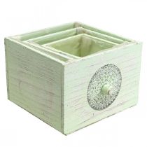 Artículo Caja de plantas cajón decorativo verde shabby 15-23cm juego de 3