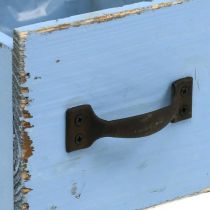 Macetero cajón de madera azul claro shabby 12,5×12,5×10cm