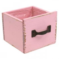 Cajón decorativo para plantar madera rosa shabby chic 12,5×12,5×10cm
