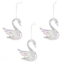 Artículo Figuras decorativas navideñas de cisne, acrílico, 8,5x4x10cm, 3 piezas