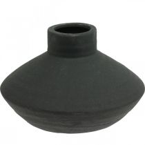 Jarrón de cerámica negro jarrón decorativo plano bulboso H12.5cm
