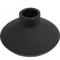 Jarrón de cerámica negro jarrón decorativo plano bulboso H12.5cm