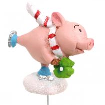 Artículo Tapón de flor de cerdo de la suerte de Navidad deco pig 4pcs