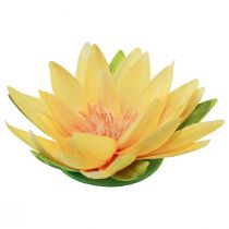 Artículo Nenúfar flotante artificial decoración de verano amarillo Ø15cm 2 piezas
