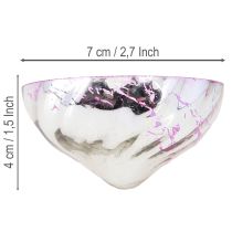 Artículo Portavelas flotante de cristal plateado y morado, Ø7 cm, 3 unidades
