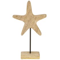 Artículo Estrella de mar azul sobre base Decoración de madera 25cm