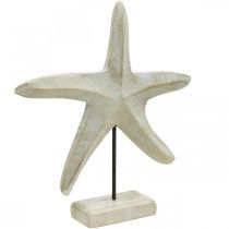 Estrella de mar de madera, escultura decorativa marítima, decoración marina natural, blanco Al. 28 cm