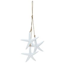 Artículo Decoración estrella de mar decoración marítima de madera para colgar blanca con 3 estrellas 46cm