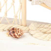 Artículo Decoración velero madera pino sobre base blanco natural H39cm