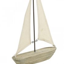 Velero decorativo de madera, decoración marítima, barco decorativo shabby chic, colores naturales, blanco H29cm L18cm