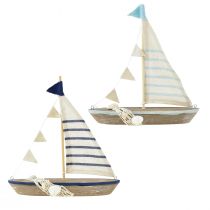 Artículo Barco decorativo velero de madera vintage con conchas Al. 22 cm 2 piezas