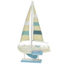 Velero de madera Deco azul, blanco H41.5cm