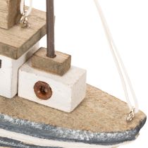 Artículo Decoración de barco, estilo marítimo, de madera con soporte, 20 cm.