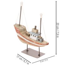 Artículo Maqueta decorativa de barco de madera para alféizar de ventana, 20 cm.