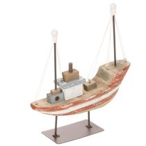 Artículo Maqueta decorativa de barco de madera para alféizar de ventana, 20 cm.