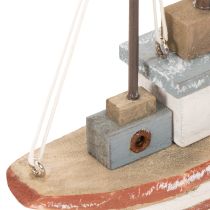 Artículo Maqueta decorativa de barco de madera para alféizar de ventana, 20 cm.