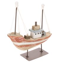 Artículo Maqueta decorativa de barco de madera para alféizar de ventana, 20 cm.