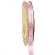 Artículo Cinta de seda hojas cinta de regalo beige rosa 10mm 20m