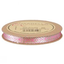 Artículo Cinta de seda hojas cinta de regalo beige rosa 10mm 20m