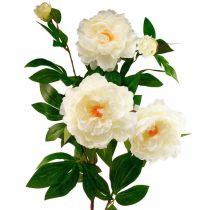 Flor de seda peonía artificial crema blanca 135cm