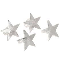 Artículo Servilleteros en forma de estrella, anillos de metal plateado, 7 cm de diámetro, 4 cm, 4 unidades