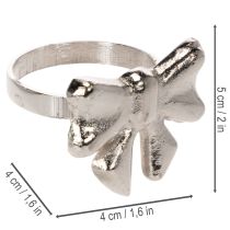 Artículo Anillo para servilletas con lazo, metal, plata brillante, 5 cm, 4 unidades