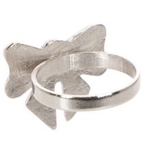 Artículo Anillo para servilletas con lazo, metal, plata brillante, 5 cm, 4 unidades