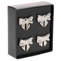 Artículo Anillo para servilletas con lazo, metal, plata brillante, 5 cm, 4 unidades