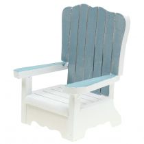 Silla decorativa de madera blanco-turquesa-gris Al. 16cm