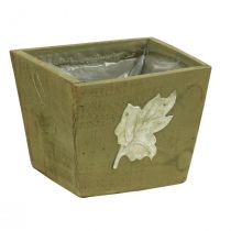 Caja de plantas madera shabby chic caja de madera verde 11×14,5×14cm