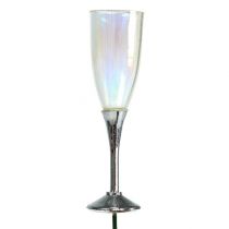 Decoración de Nochevieja tapón de copa de champán plata 7.5cm L27cm 12pcs