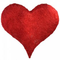 Corazón de sisal decoración corazón con fibras de sisal en rojo 40x40cm