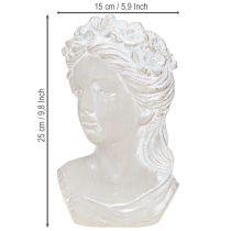 Artículo Escultura de busto femenino de piedra fundida en maceta gris antigua 15×14×25cm