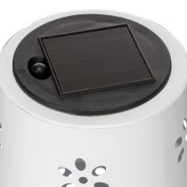 Artículo Lámpara solar de mesa blanca con diseño floral para exterior, 28 cm