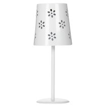 Artículo Lámpara solar de mesa blanca con diseño floral para exterior, 28 cm