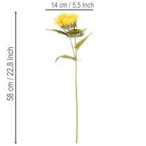 Artículo Girasol artificial con hojas y flores realistas, 58 cm, 3 piezas