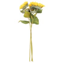 Artículo Girasol artificial con hojas y flores realistas, 58 cm, 3 piezas